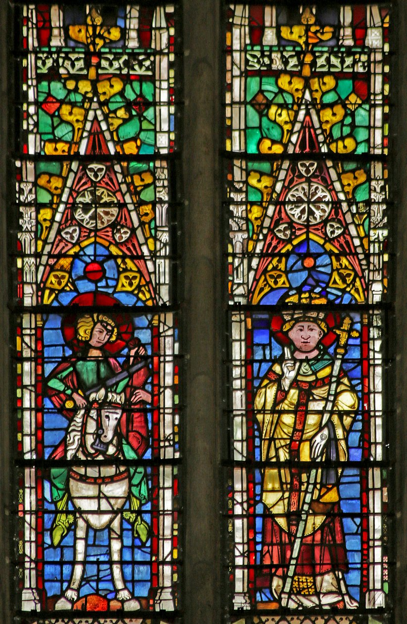 Window Depicting Saint Martin Dividing His Cloak and as a Bishop by French School