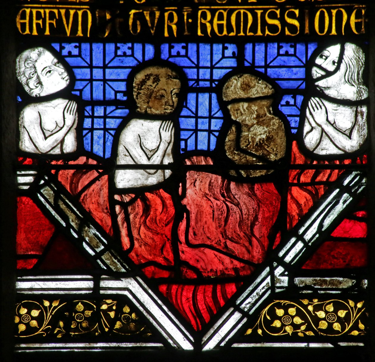 Window Depicting Souls in Purgatory Beneath the Mass by French School