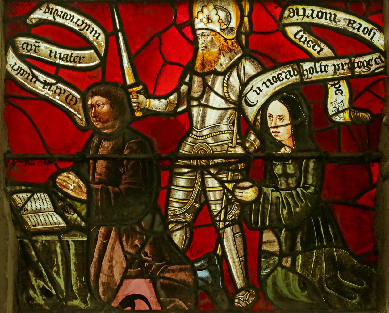 Window depicting Two Reset Panels with Donors and Saints James and George by French School