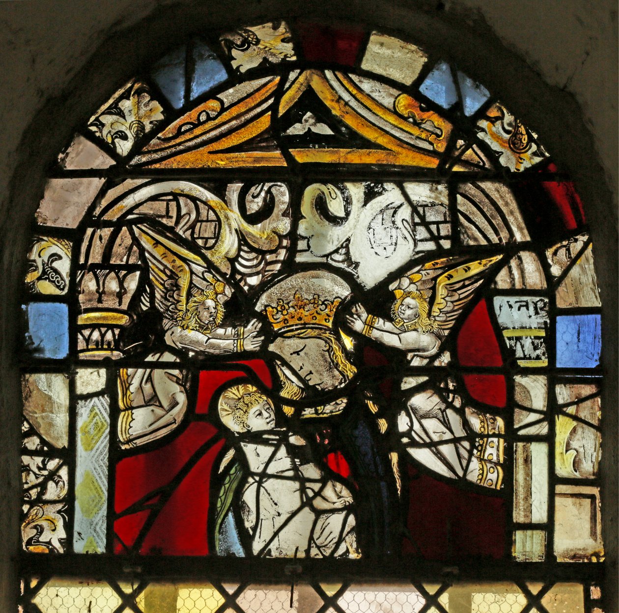 Window depicting Virgin and Child with attendant Angels by French School
