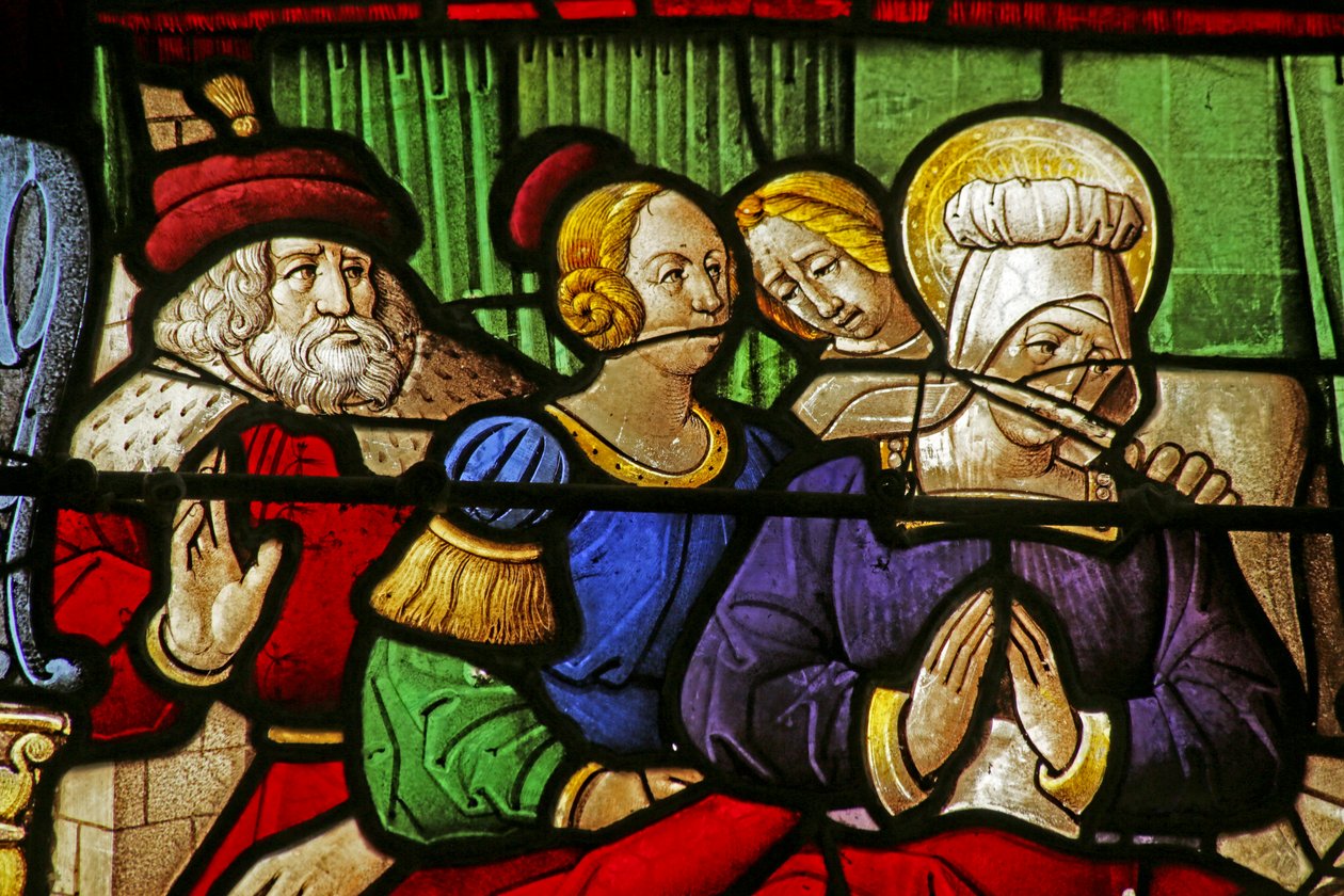 Window depicting the Birth of Saint John the Baptist by French School