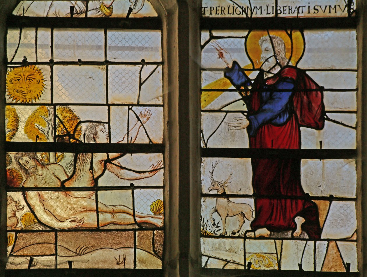 Window depicting the Creation of Eve by French School