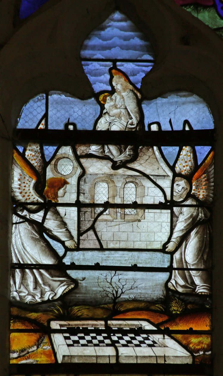 Window depicting the Legend of Notre Dame de Lorette: the Virgin