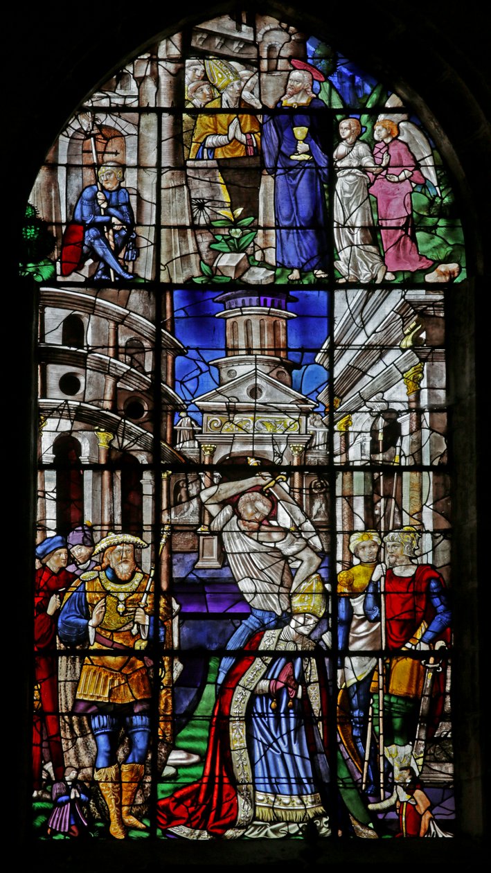 Window depicting the Martyrdom of Saint Denis and Christ appearing to the saint by French School
