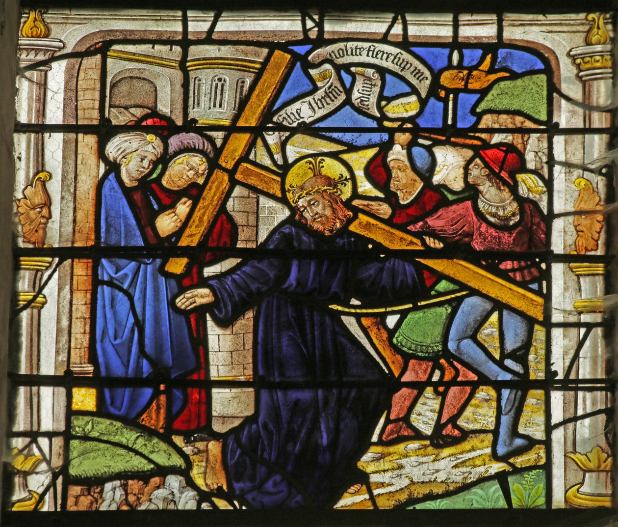 Window depicting the Via Crucis by French School