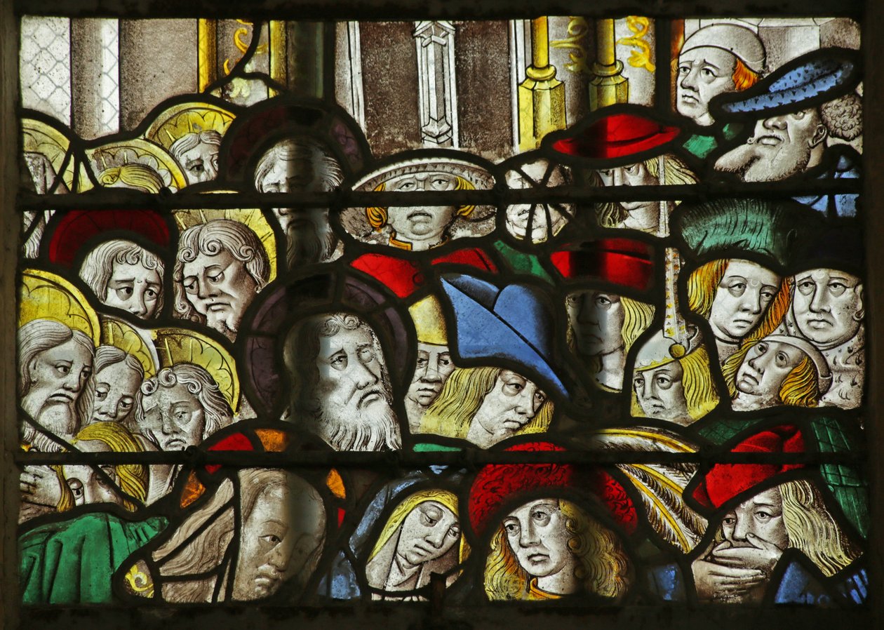 Window depicting the crowds at the resurrection of Lazarus by French School