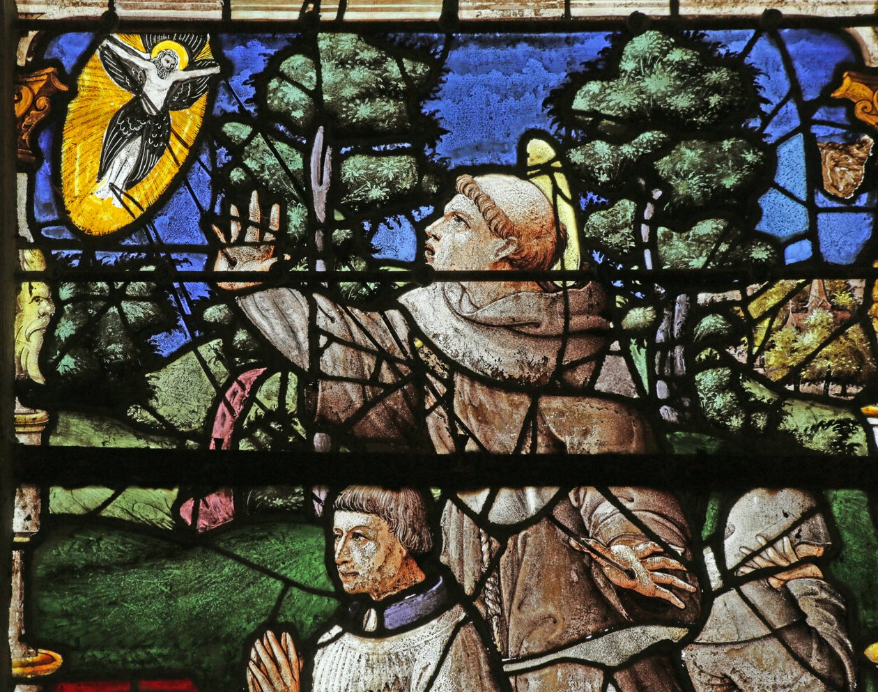 Window depicting the Donor with Saint Francis receiving the Stigmata by French School