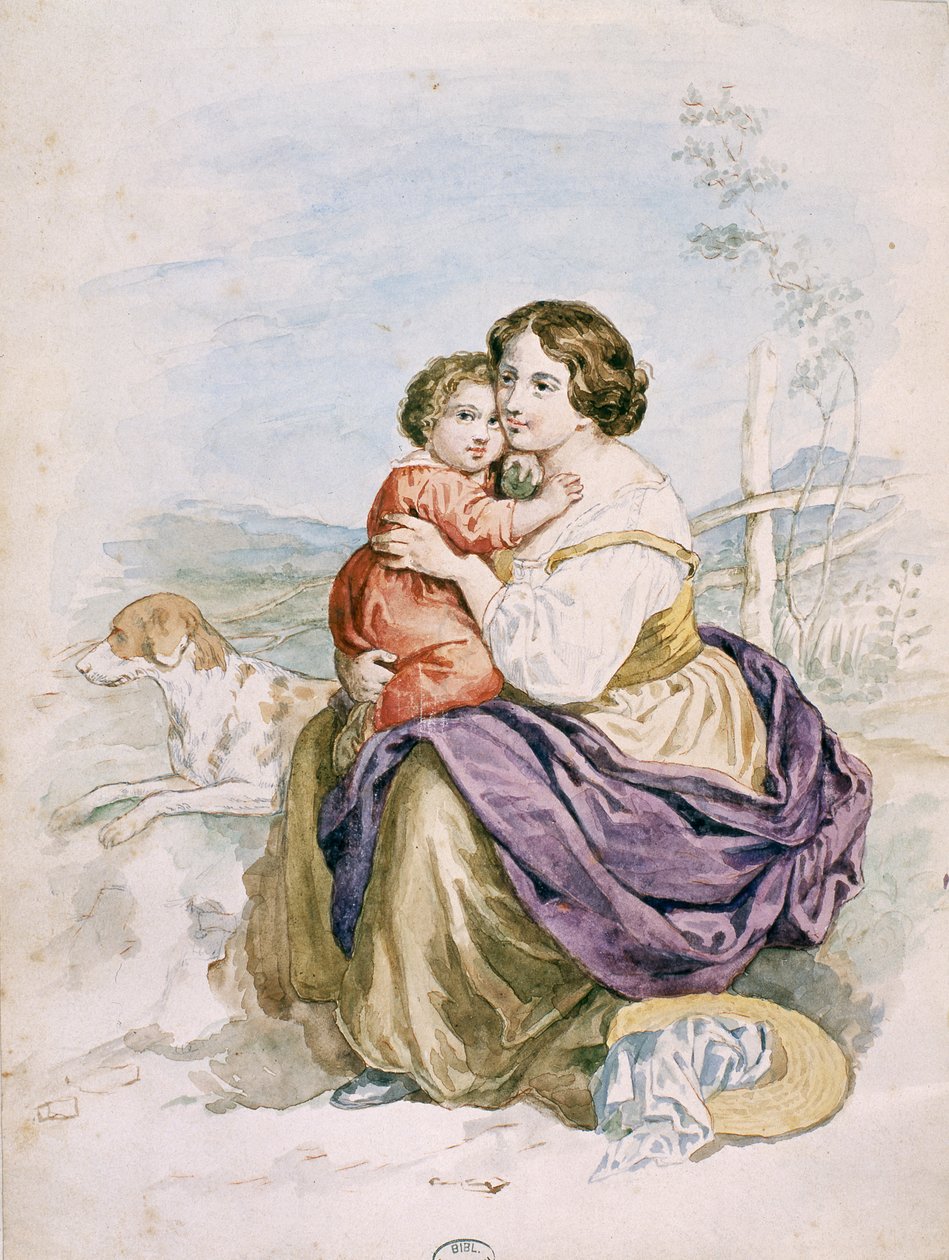 Woman and Child by French School