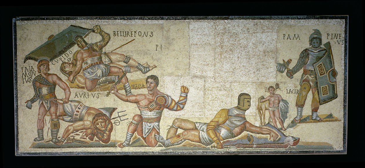 Battle Between Gladiators, 320 AD by Roman