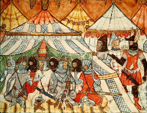 Calchas persuading the Greeks not to march on Troy, from the Codex Benito Santa Mora by Spanish School