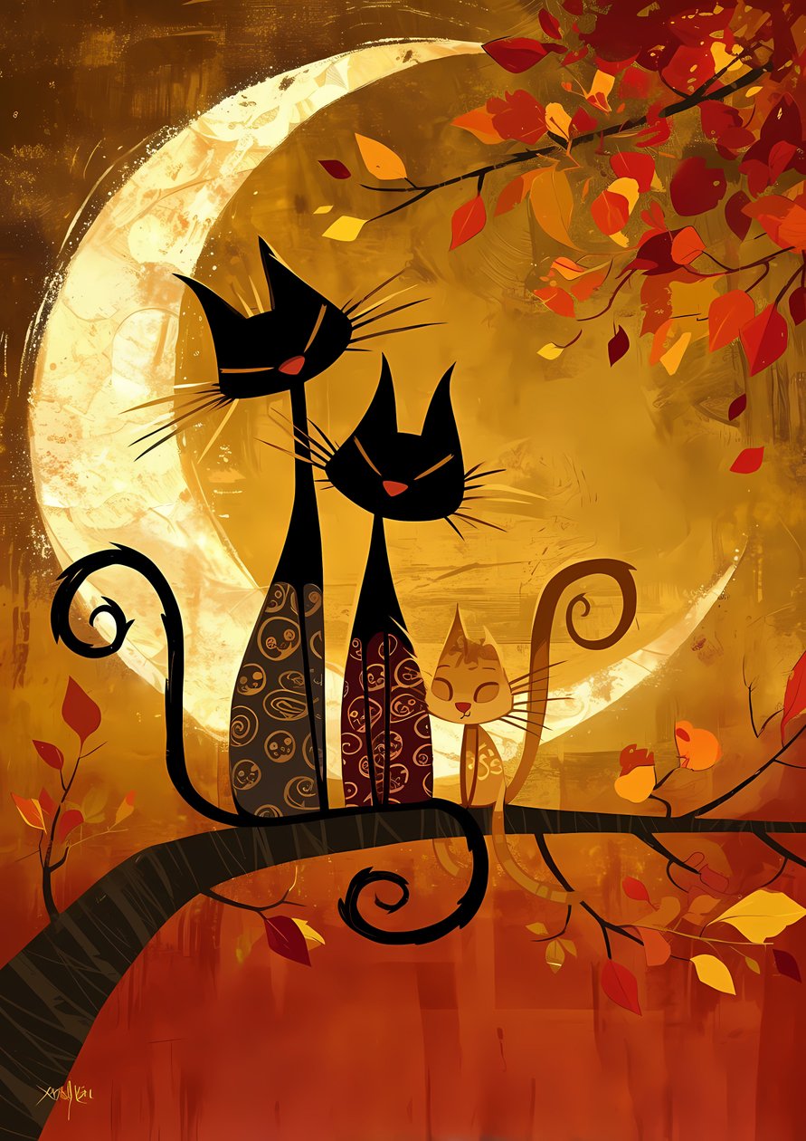 Feline Cute Cats Family Portrait by F. Abderrahim