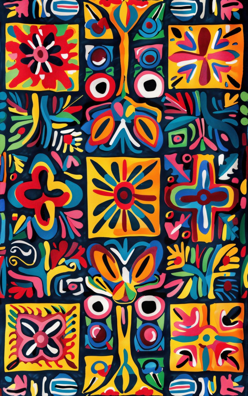 Colorful Naive Art Painting by F. Abderrahim