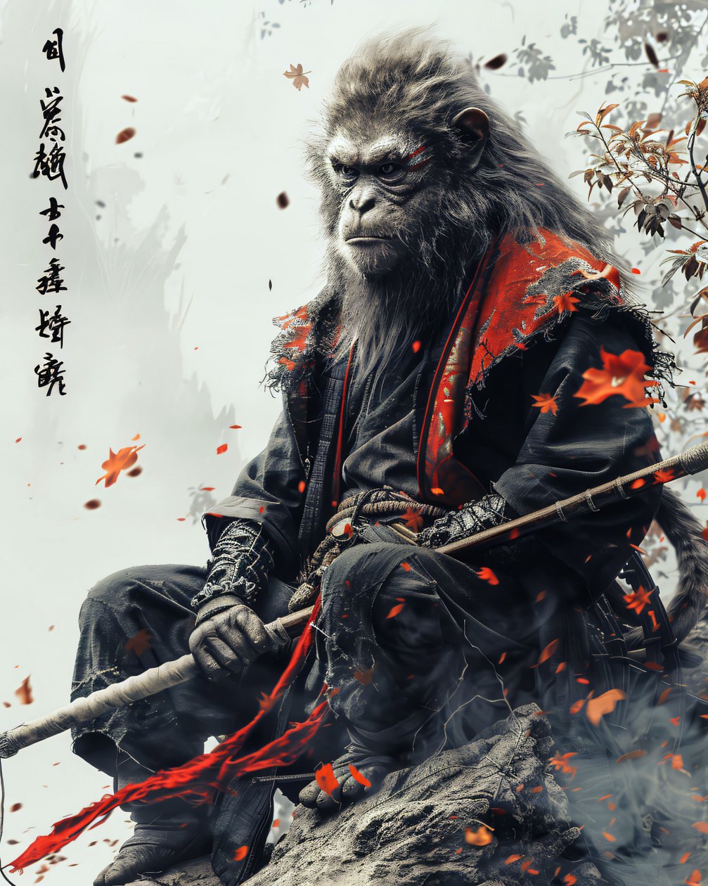 Samurai monkey illustration by F. Abderrahim