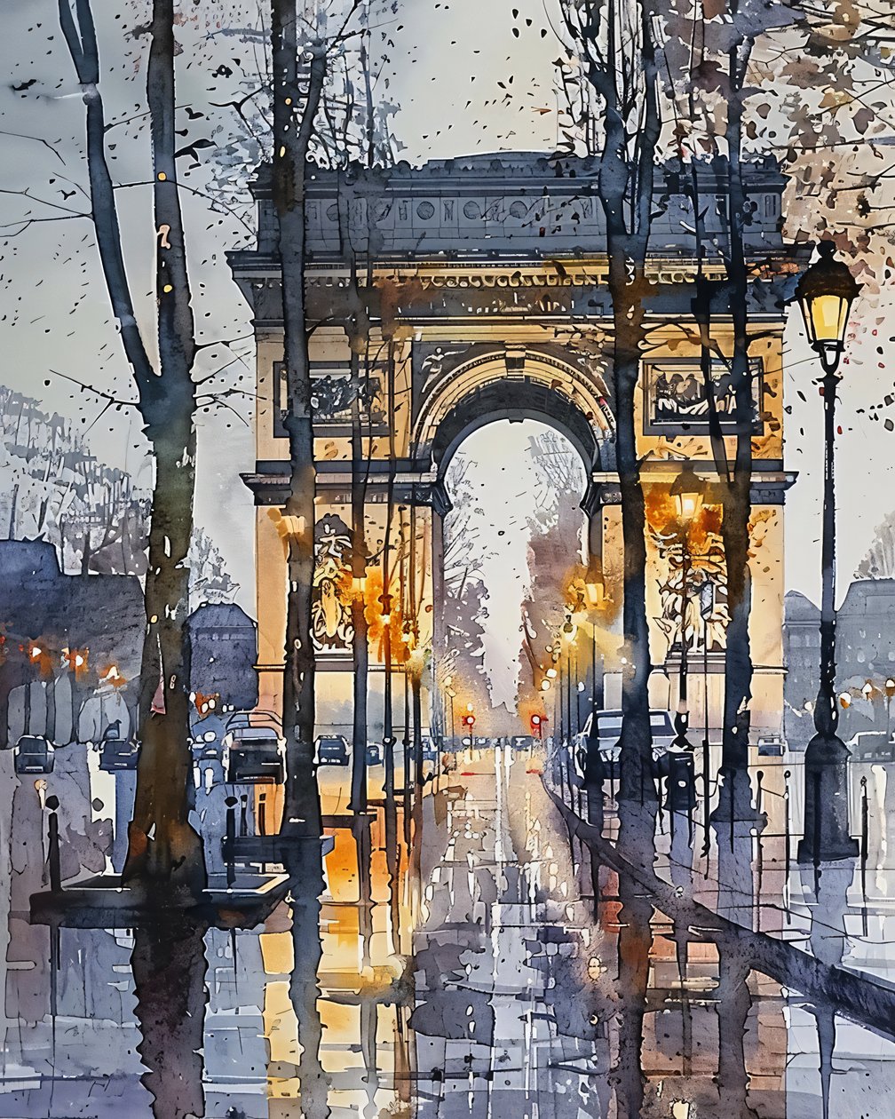 Champs Elysées Paris France in Winter by F. Abderrahim