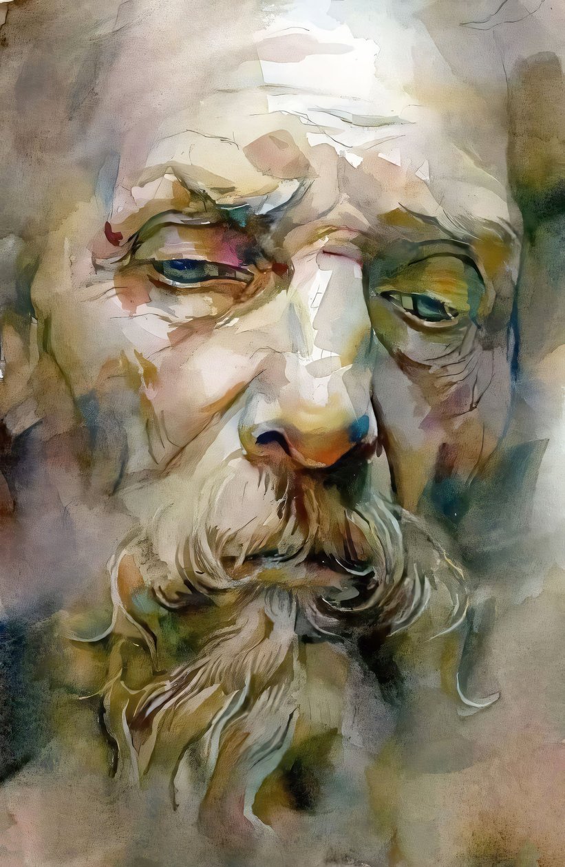 Wise Old Man with White Beard by F. Abderrahim