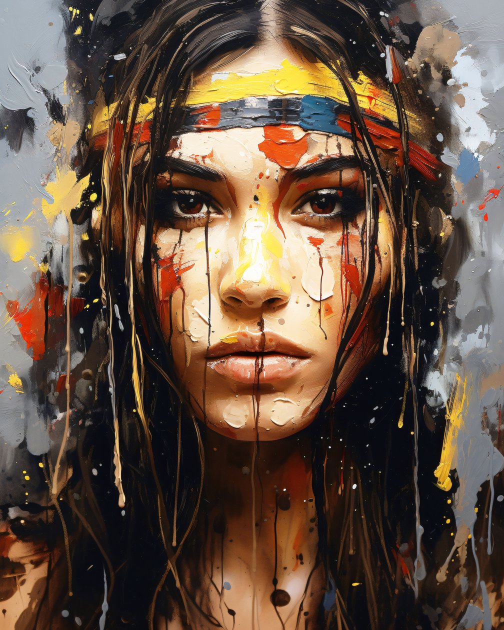 Abstract Portrait: A Young Native American Woman by F. Abderrahim