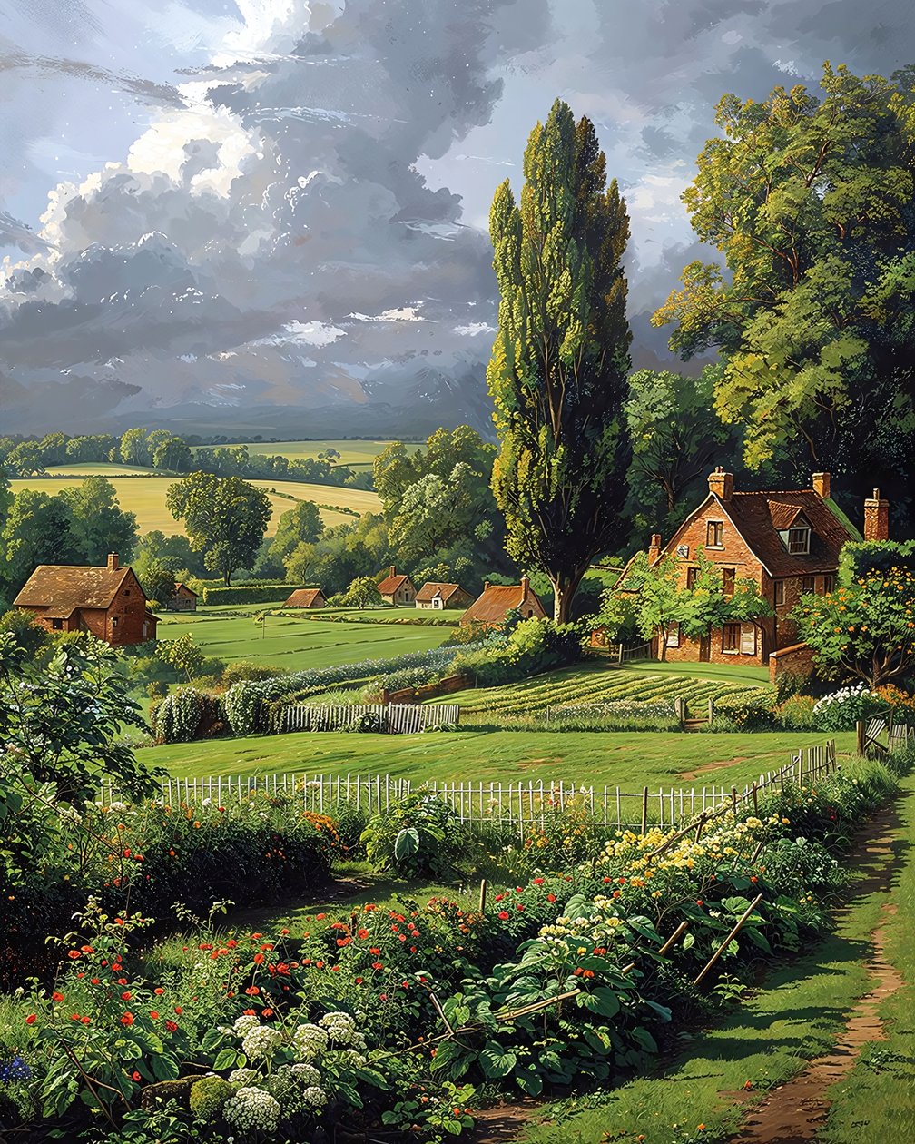 Panoramic Countryside Landscape in Spring by F. Abderrahim