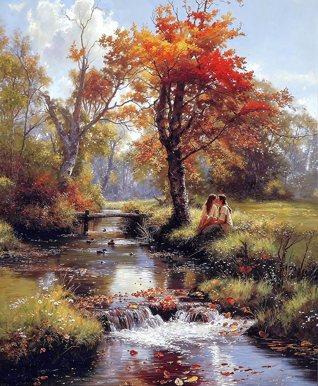A romantic painting in the middle of picturesque nature by F. Abderrahim