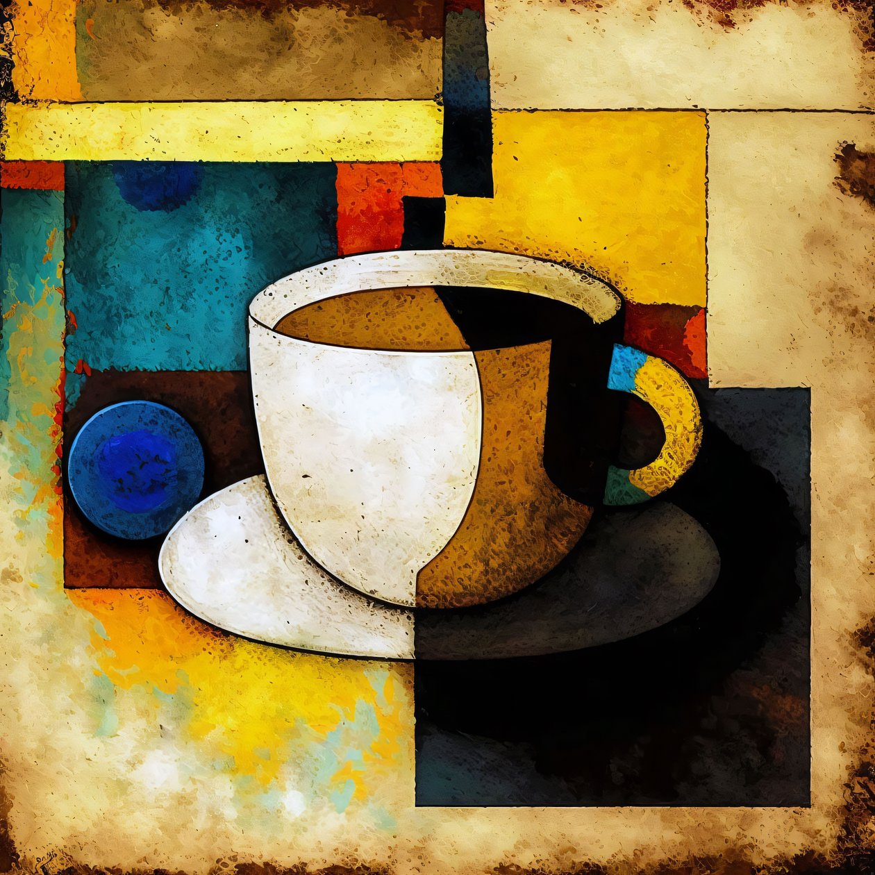 Coffee Painting in the Style of Kazimir by F. Abderrahim