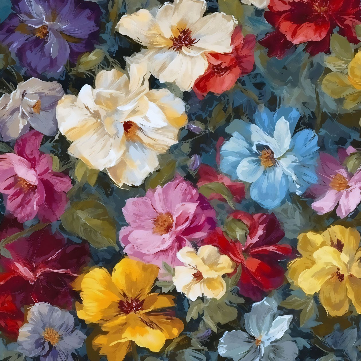 Beautiful Detailed Impressionism Flowers by F. Abderrahim