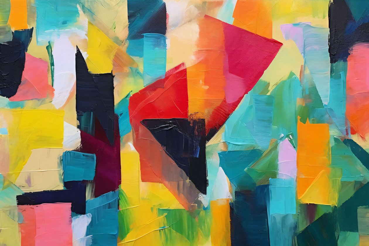 Geometric Acrylic Abstract Fusion Bright Colors by F. Abderrahim