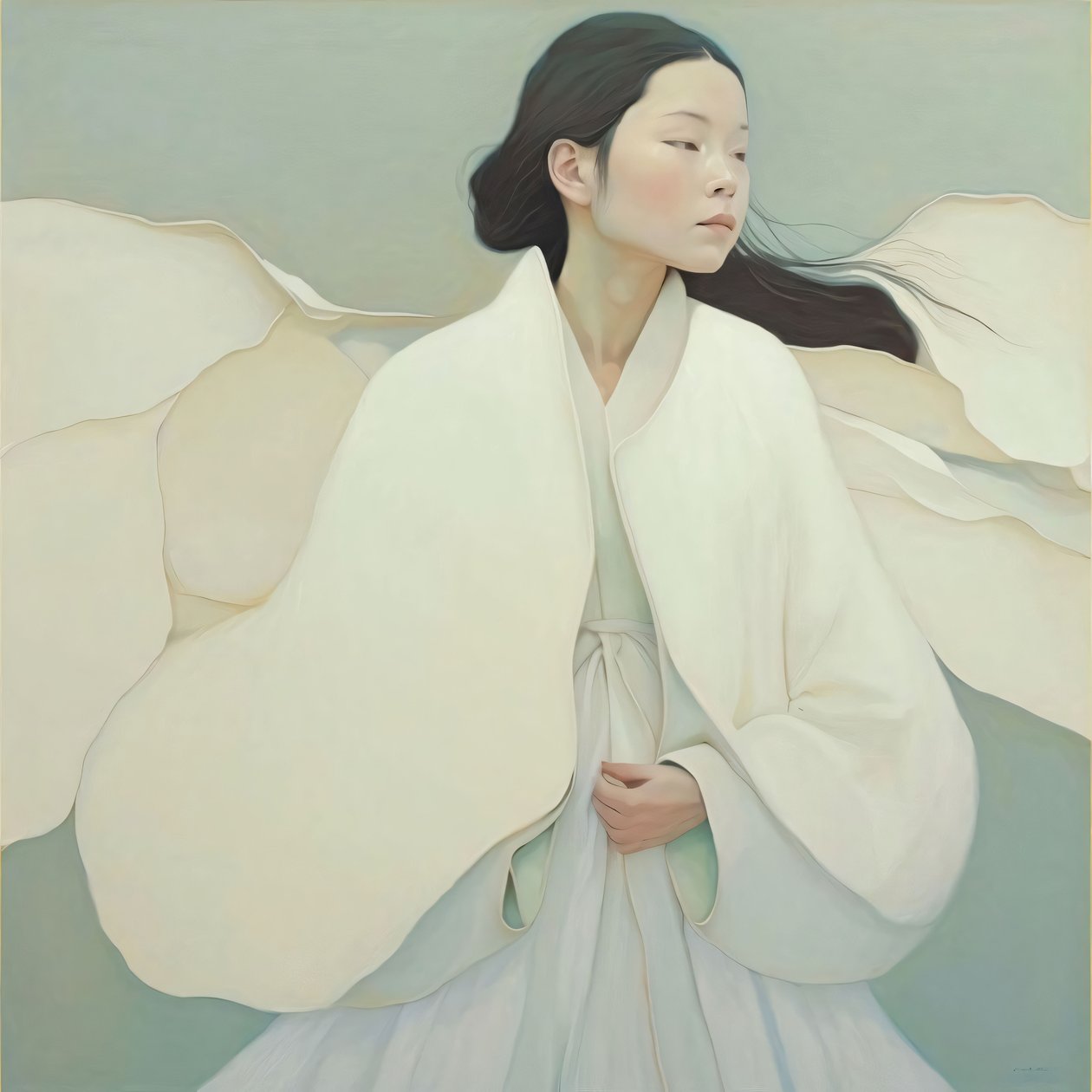 Japanese Woman Wearing Traditional Kimono by F. Abderrahim