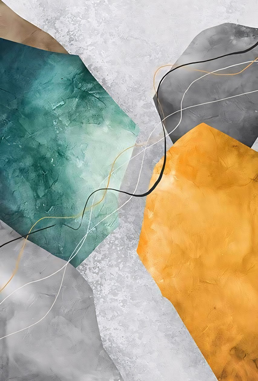 Painting in Shades of Gray & Orange by F. Abderrahim