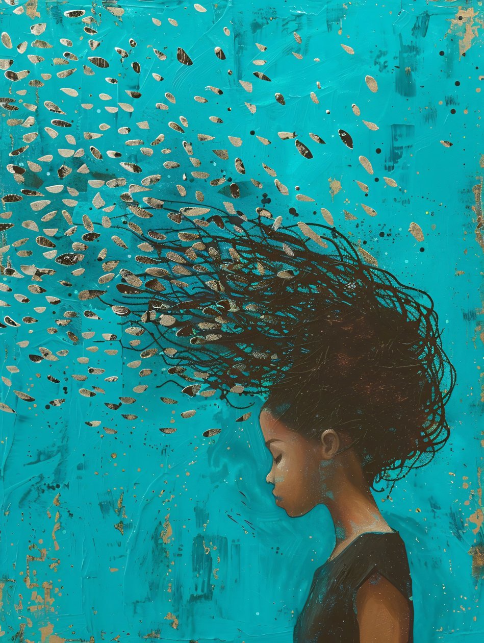 Girl with hair moving in the water by F. Abderrahim