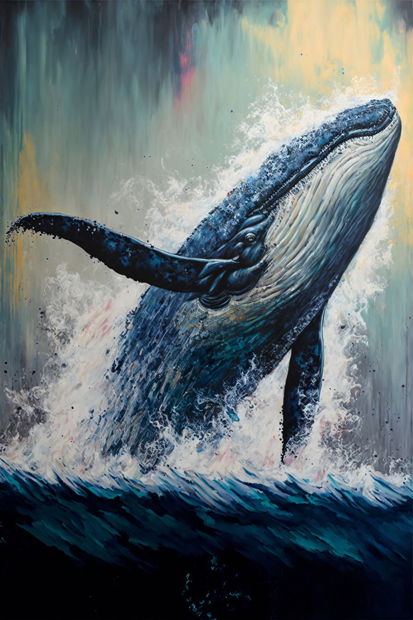 Abstract humpback whale breaching above by F. Abderrahim