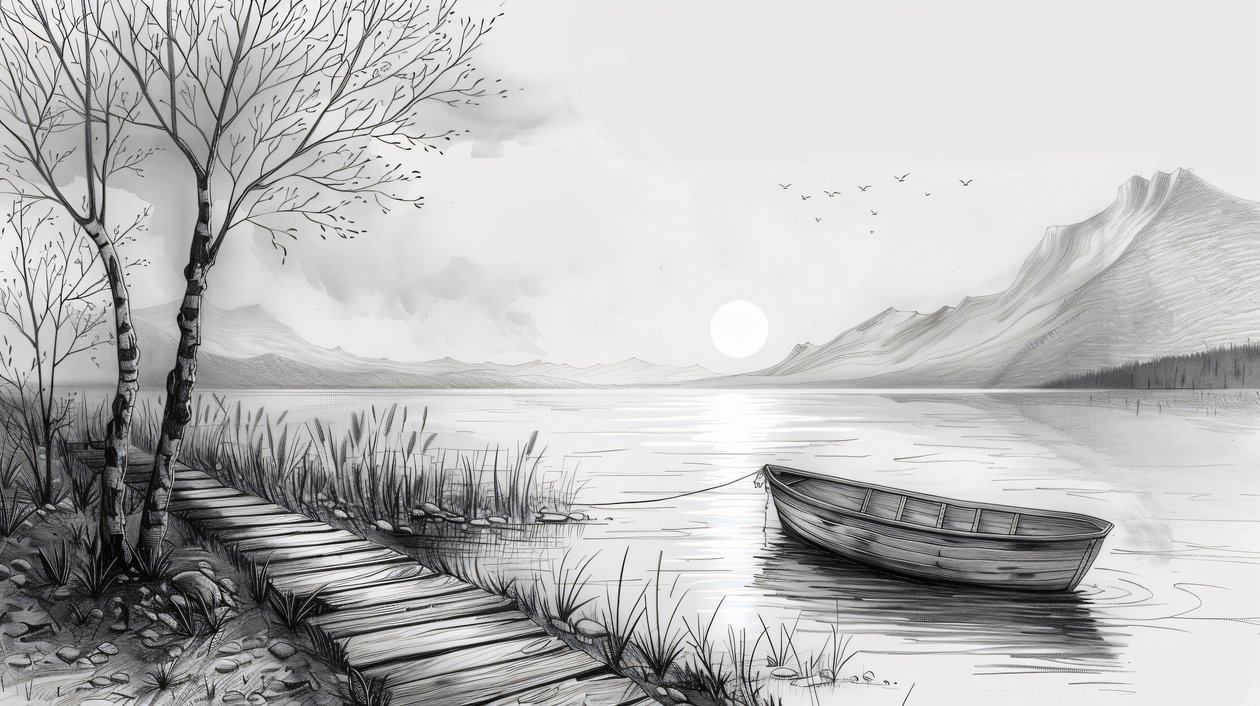 Boat in the Middle of a River by F. Abderrahim