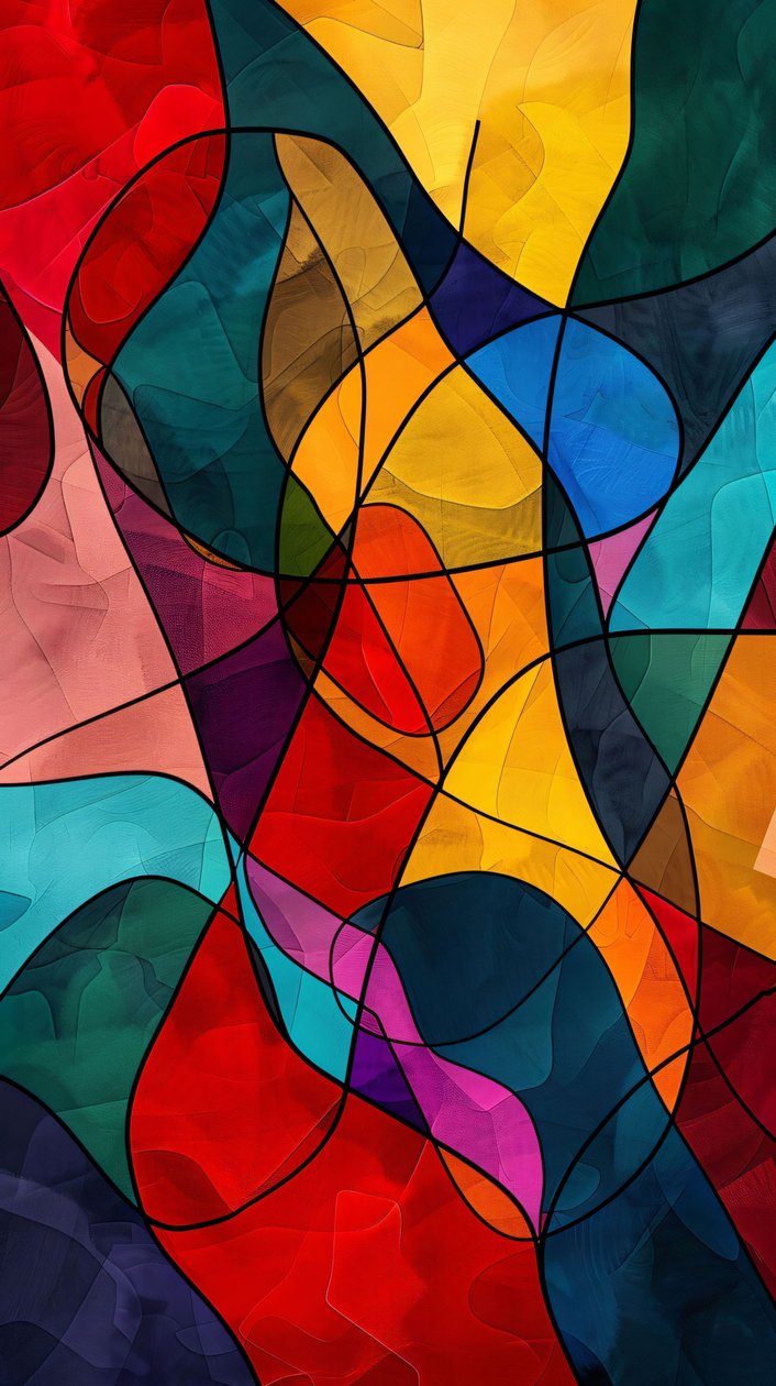 Colorful Abstract Stained Glass, Vinicunca Picasso Style by F. Abderrahim