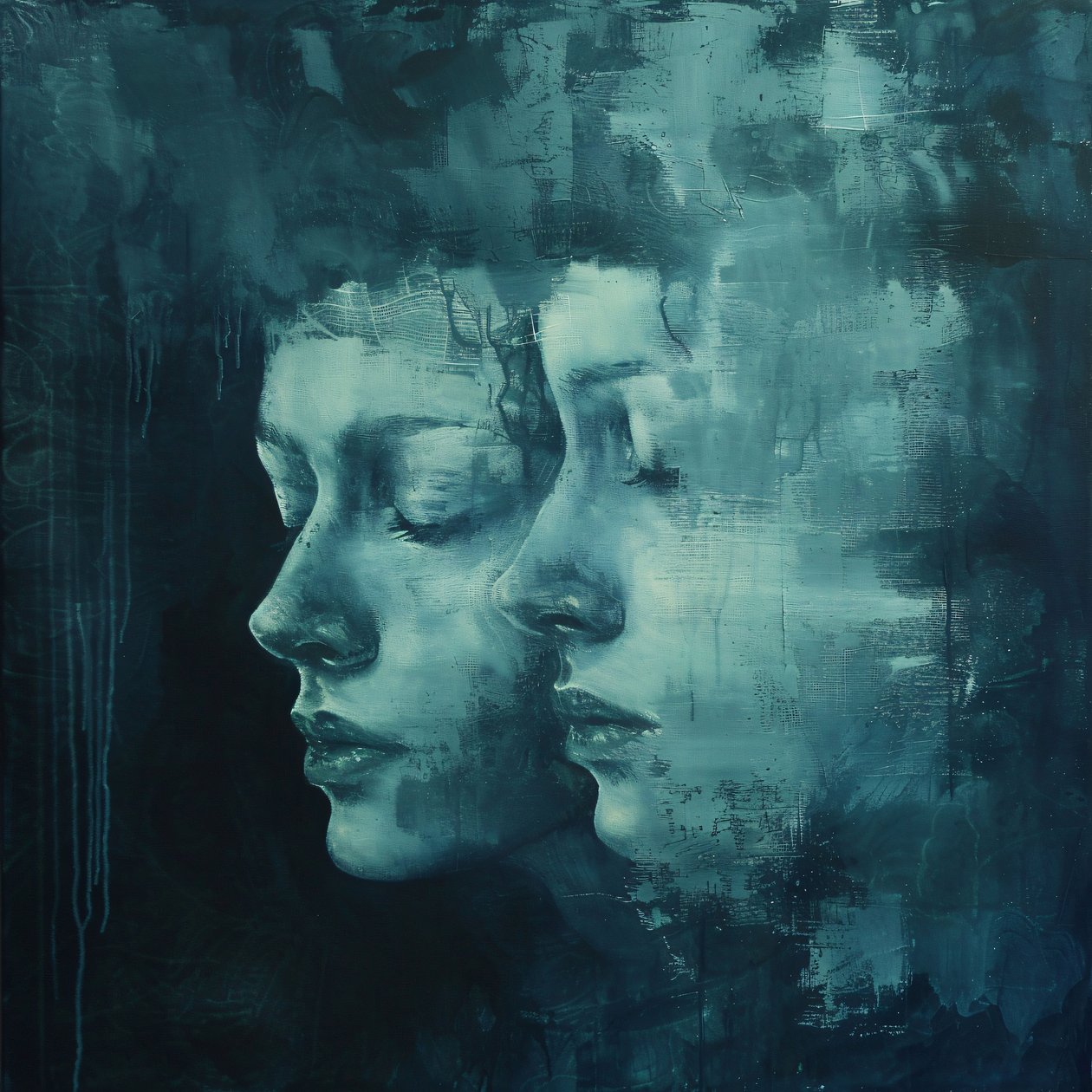 Double Face Painting in Sadness by F. Abderrahim