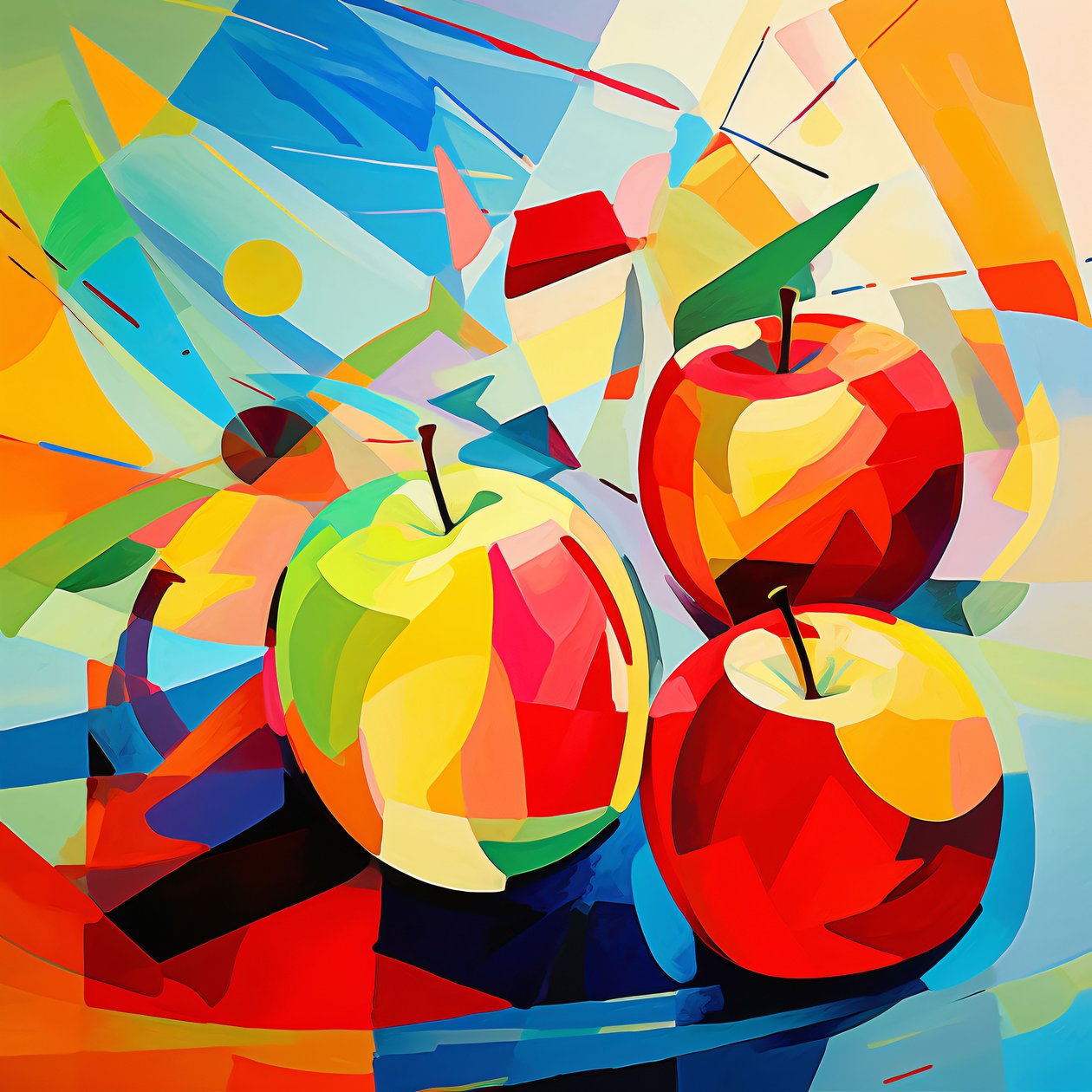 Cubist Abstract Apples by F. Abderrahim