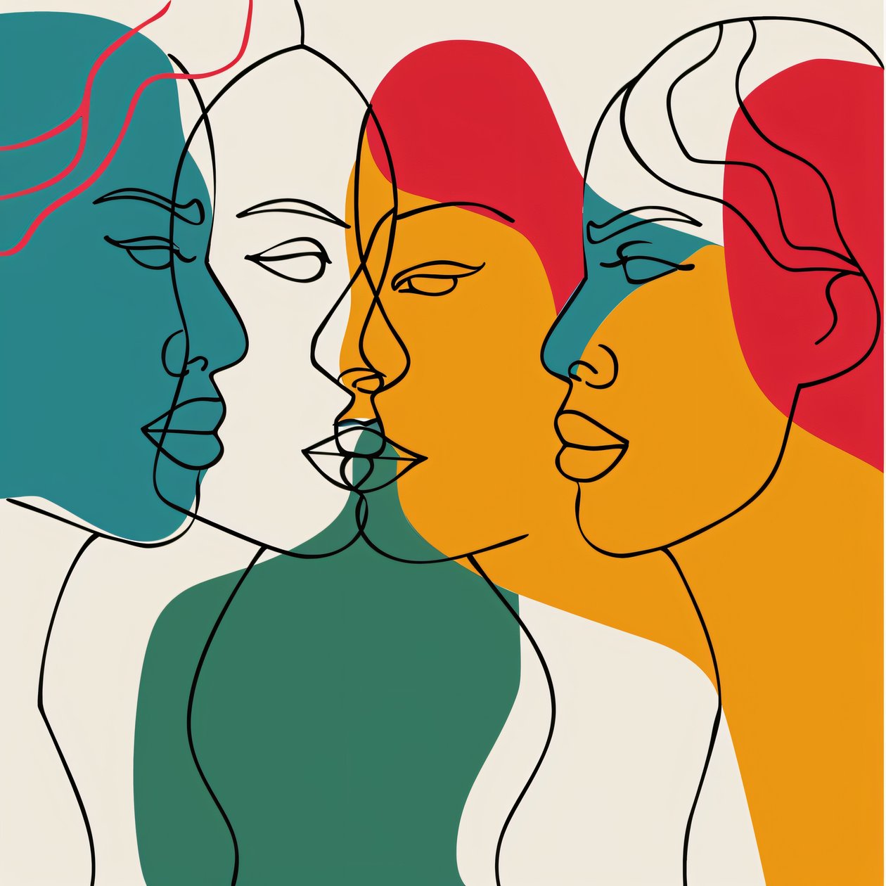 Lively Crowd of People, Spectrum of Colors by F. Abderrahim