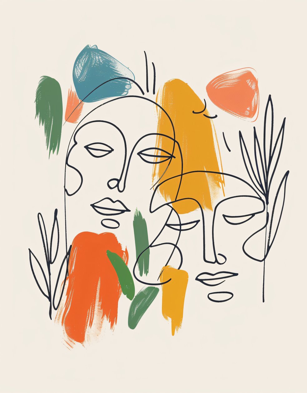Minimalist Boho Windring One Line Sketch, Mid-Century Modern by F. Abderrahim