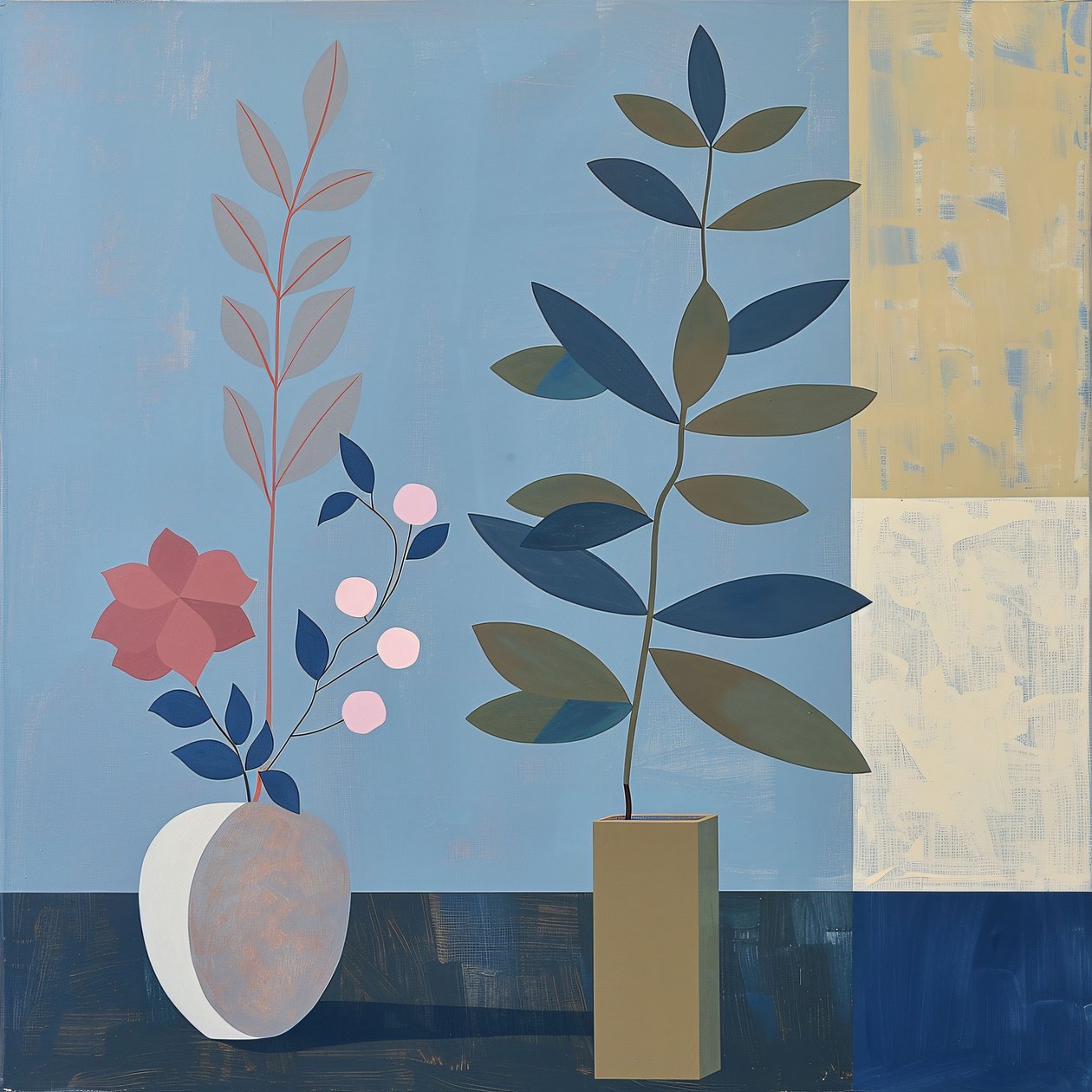 Plant, Chair & Ceramic Vase, Bohemian Style by F. Abderrahim