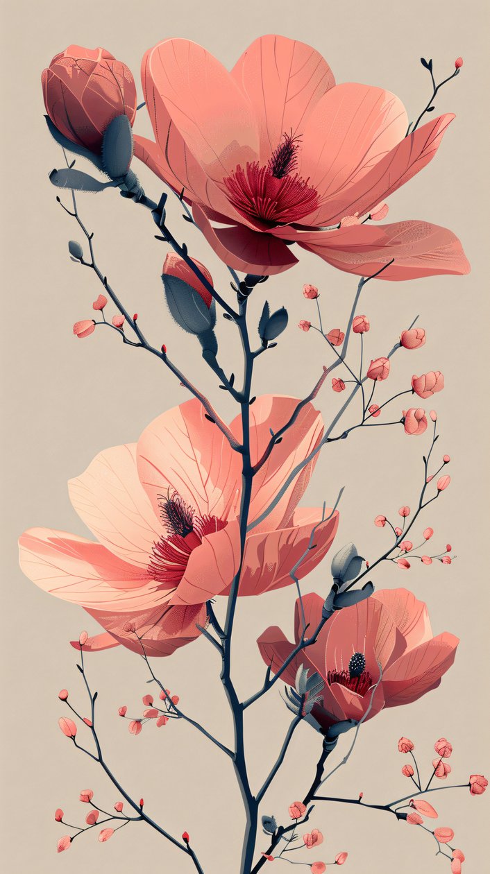 White Pink Roses on White Background by F. Abderrahim