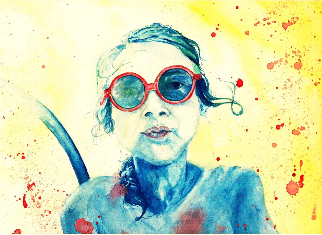 Girl with Red Sunglasses by Phantalis