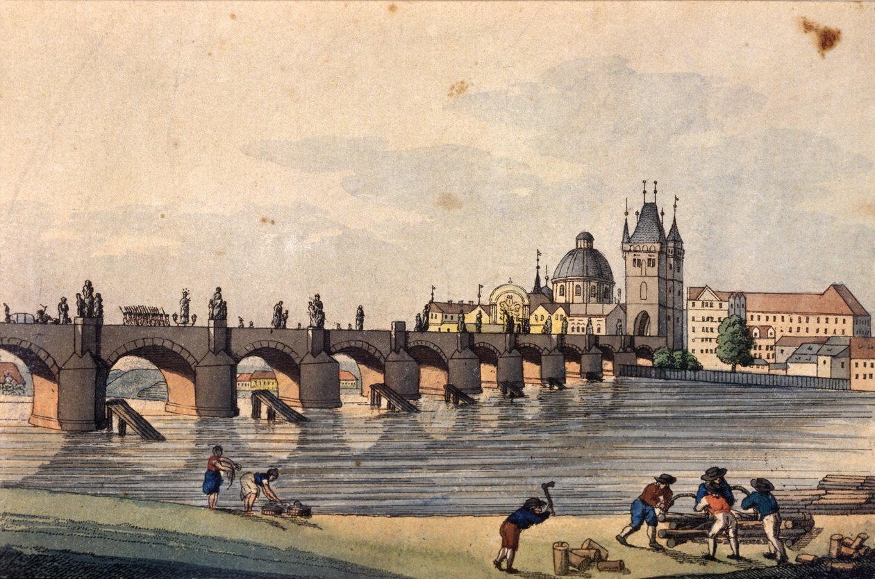 View of Charles Bridge from Kampa Island, Prague by A. and Berka, Johann Gustav