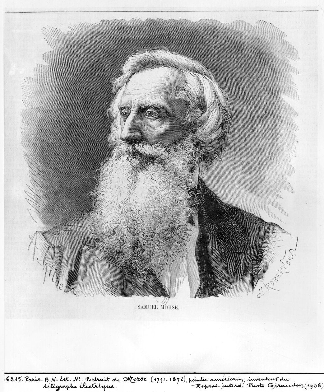 Portrait of Samuel Morse (1791-1872) engraved by C. Robertson by A. Gilbers