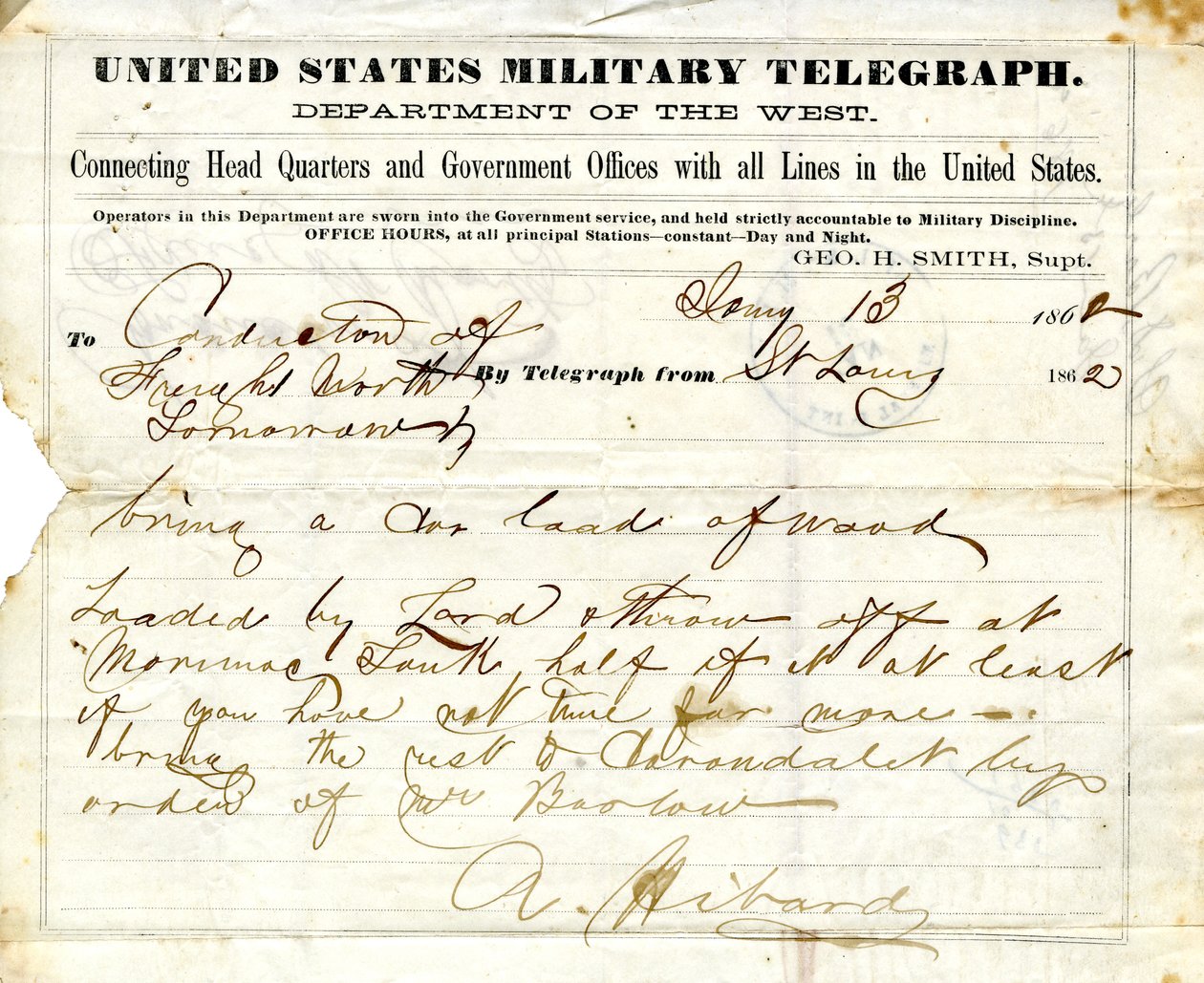 Regarding the Movement of Supplies by A. Hibard