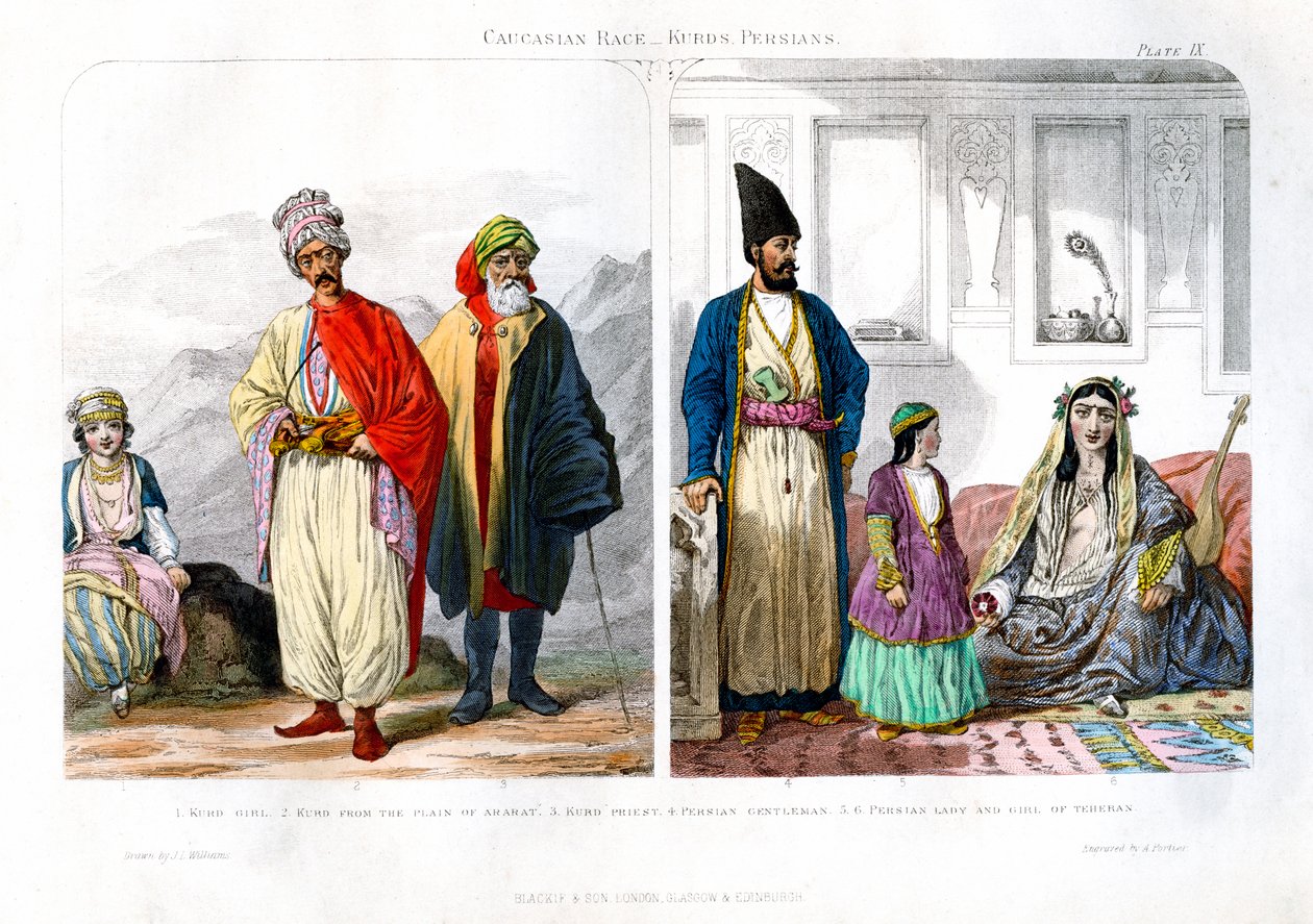 Caucasian Race, Kurds and Persians by A. Portier