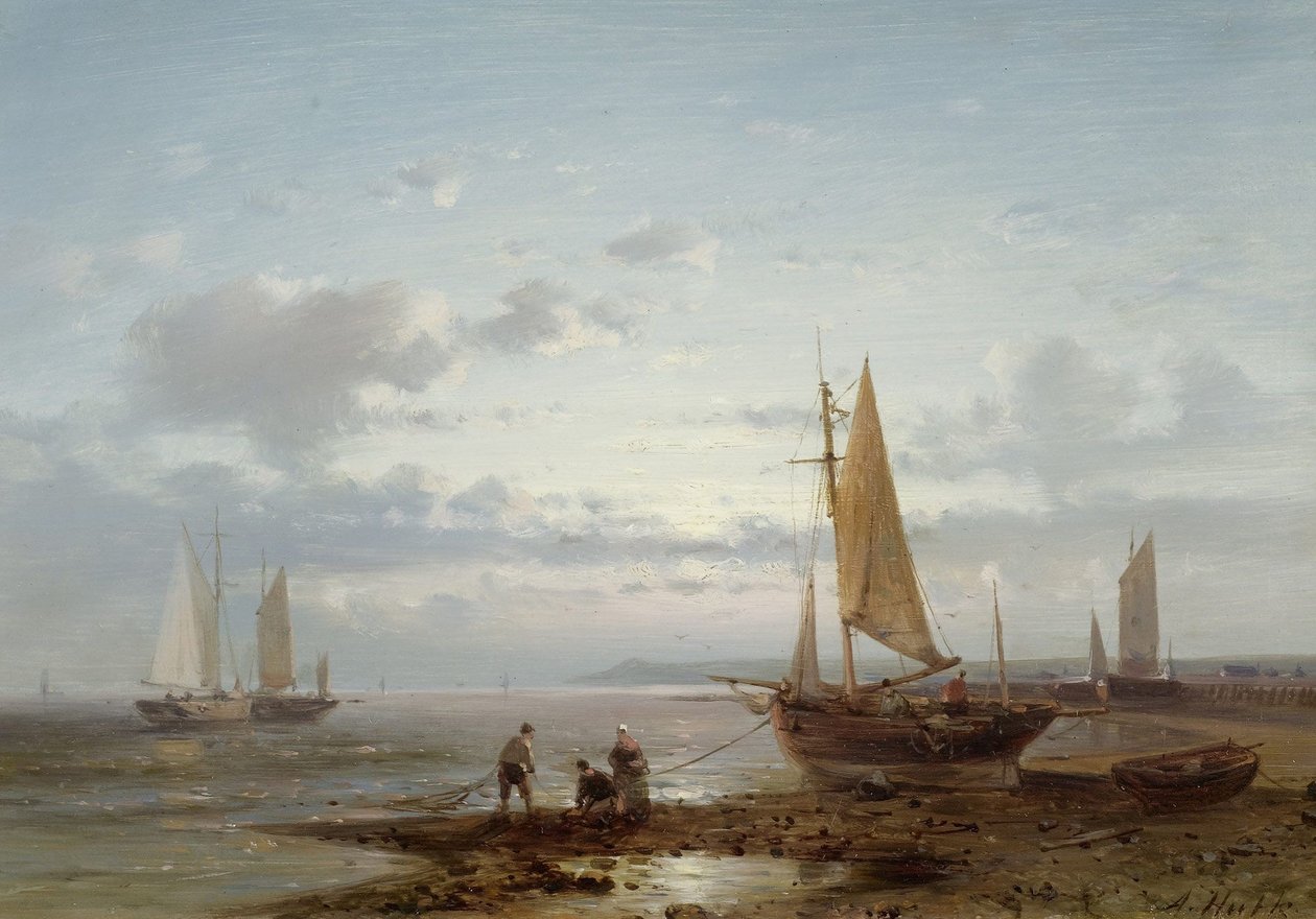 Beach Scene with Fishermen by Abraham Hulk