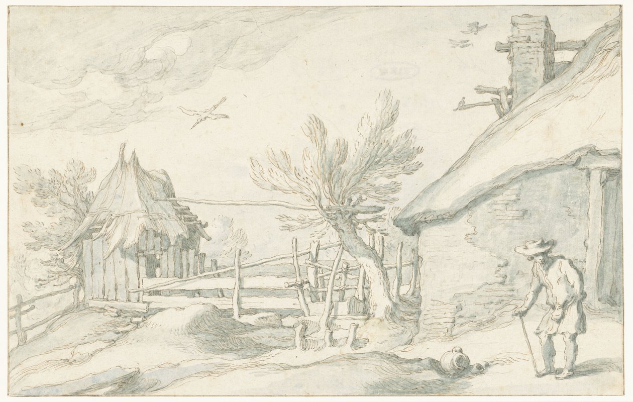 Farmyard with Farmhouse and Barn by Abraham Bloemaert