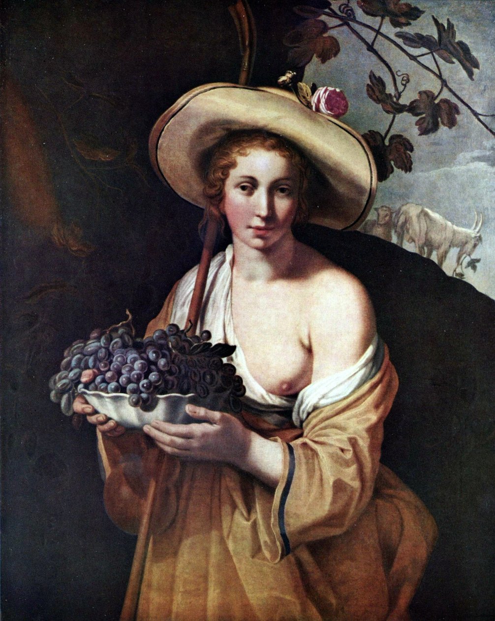 Shepherdess with Grapes by Abraham Bloemaert