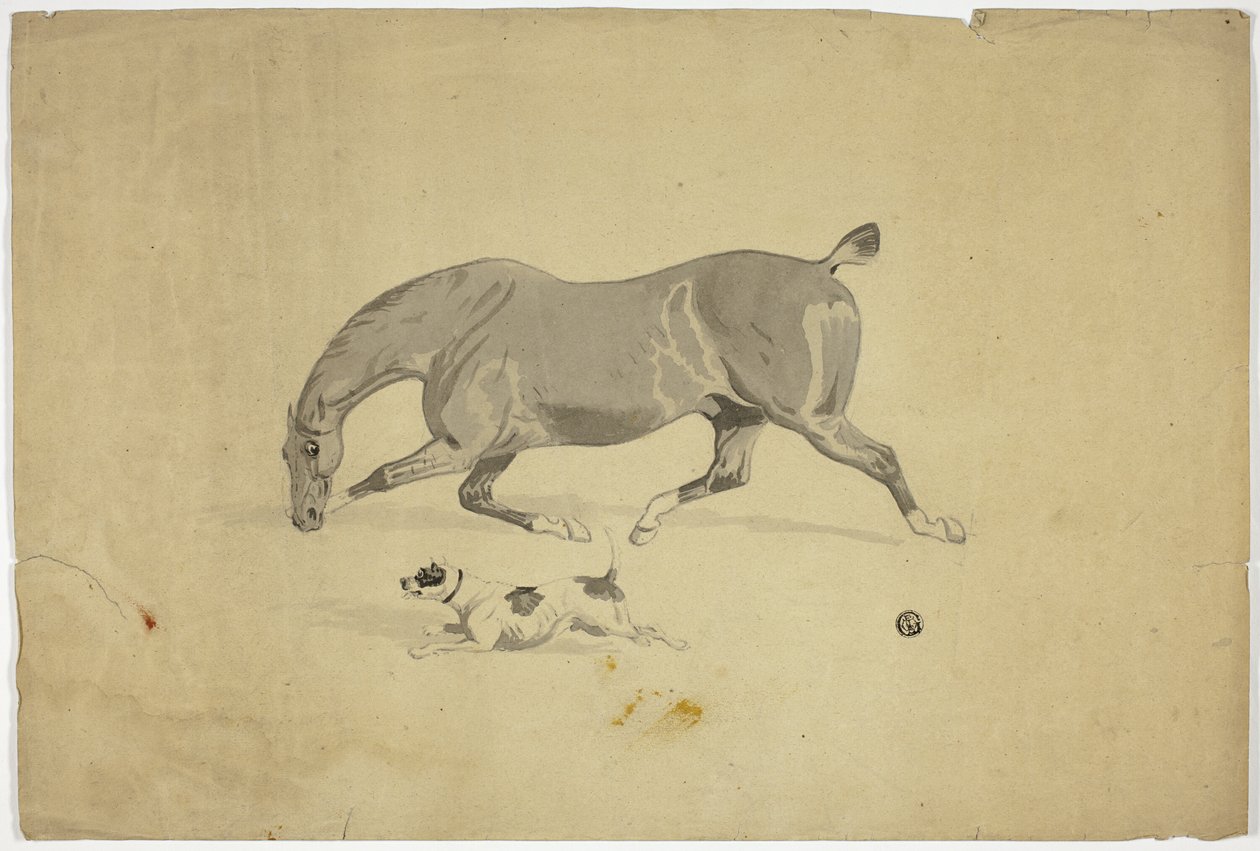 Running Horse and Dog by Abraham Cooper