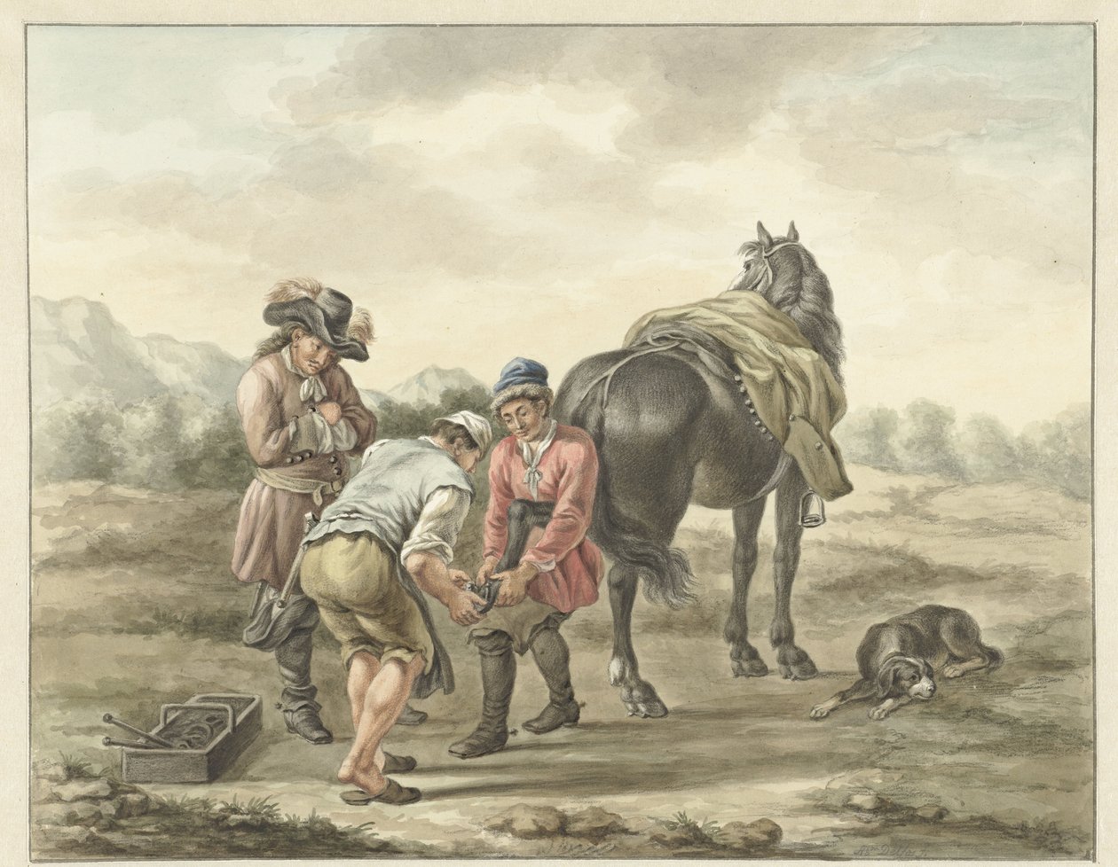 Blacksmith in Landscape by Abraham Delfos