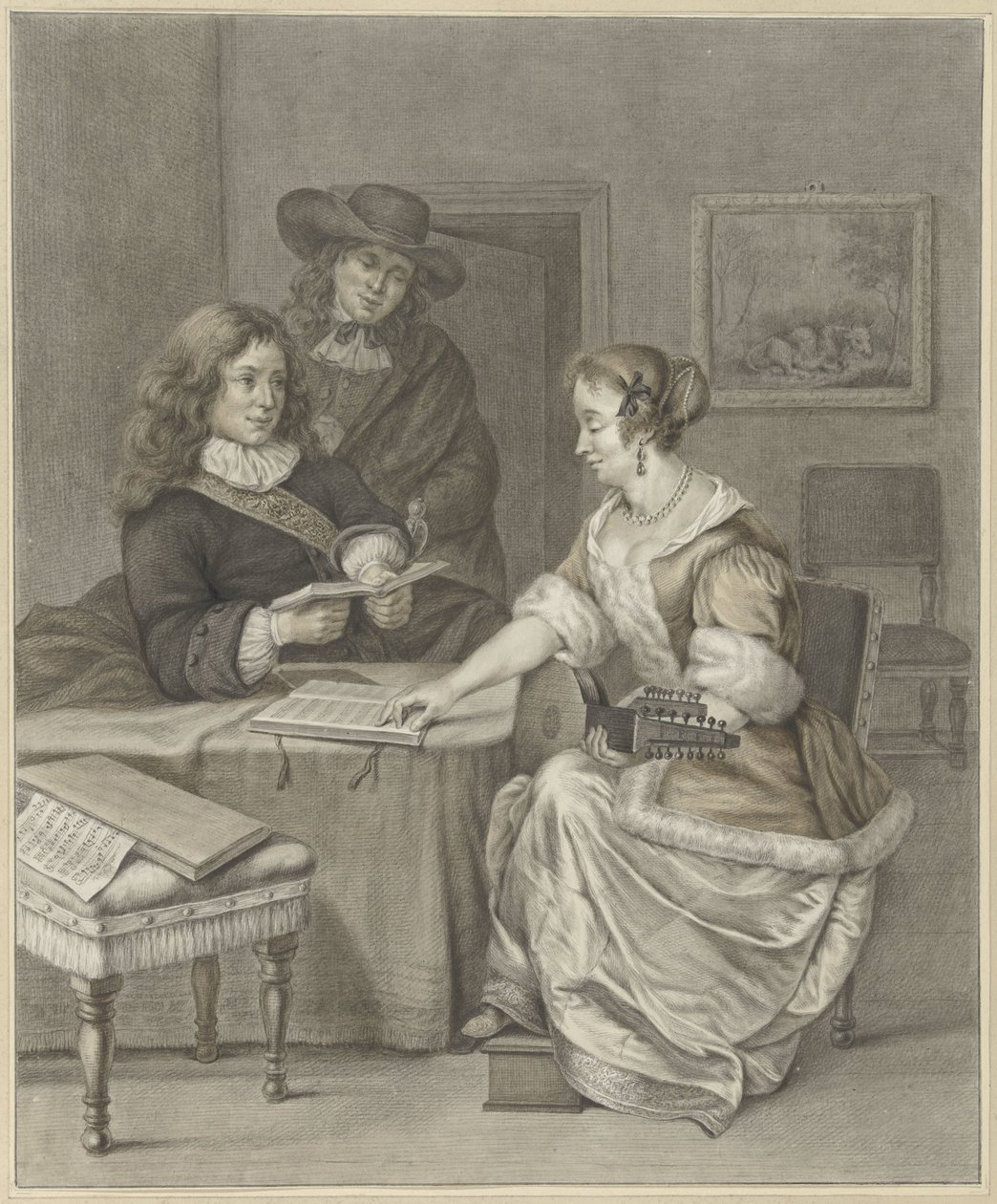 Musical Couple, a Man Watching by Abraham Delfos