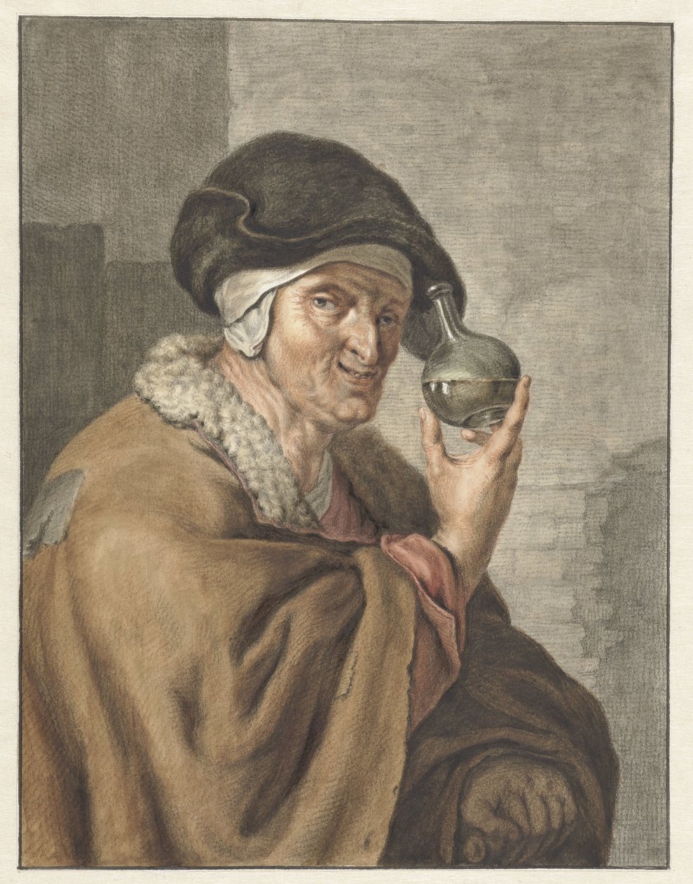 Old Woman with a Urine Glass by Abraham Delfos