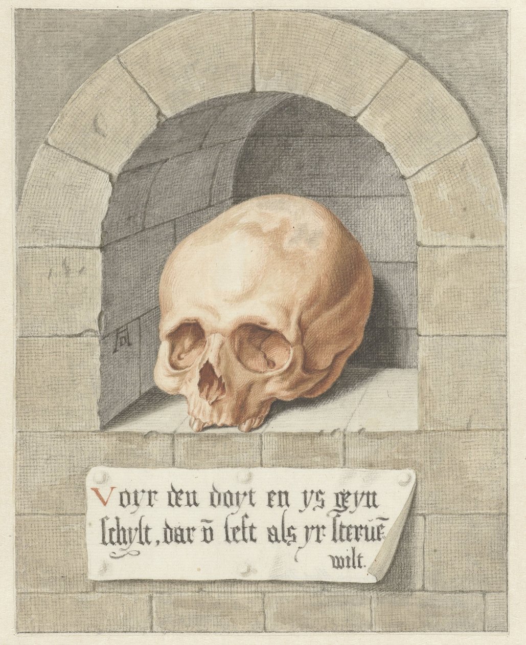 Skull in a Niche by Abraham Delfos